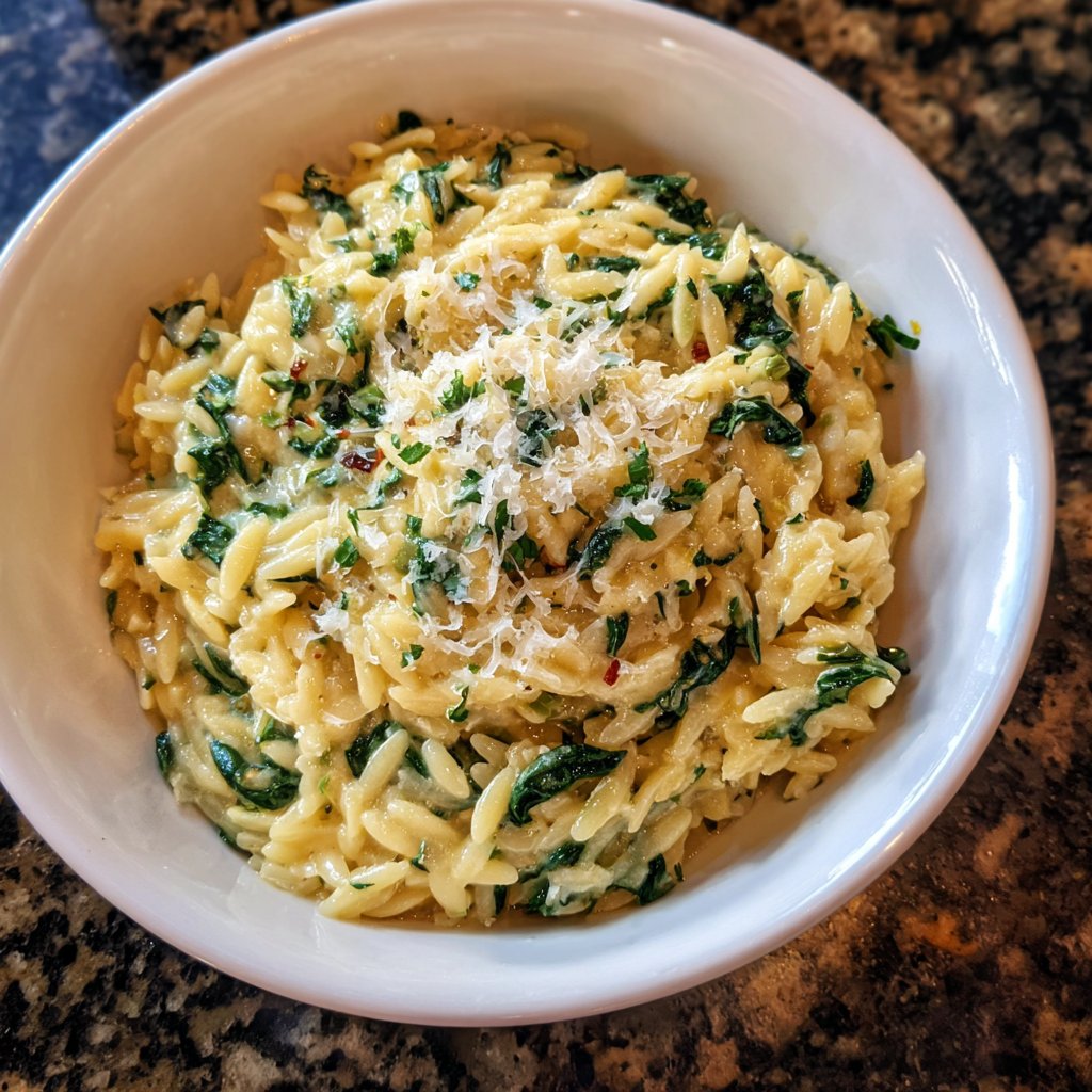 Creamy Spinach Parmesan Orzo