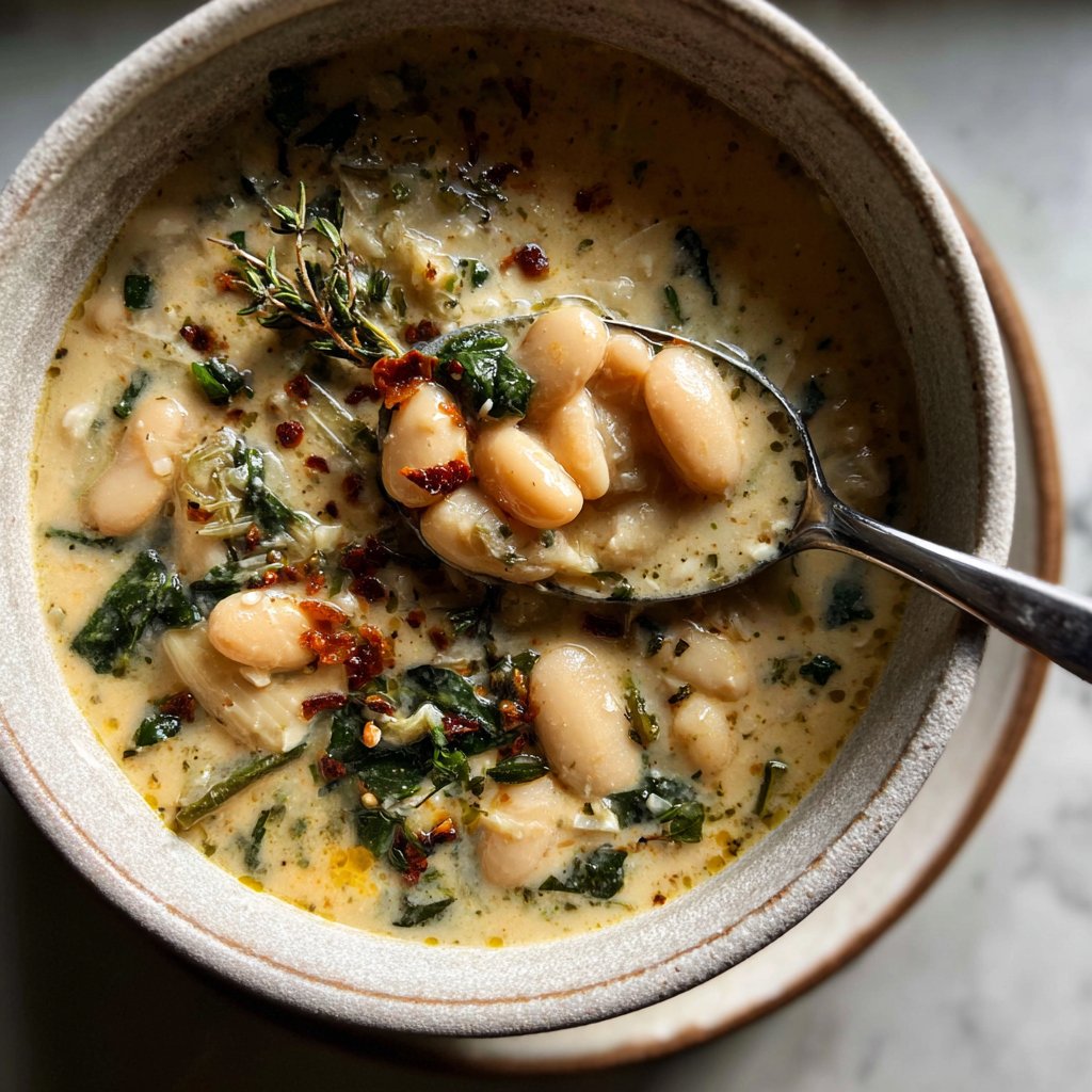 Creamy Lemon White Bean Soup Bowl