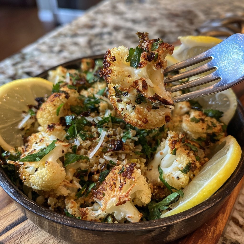 Roasted Cauliflower Lemon Grain Bowl