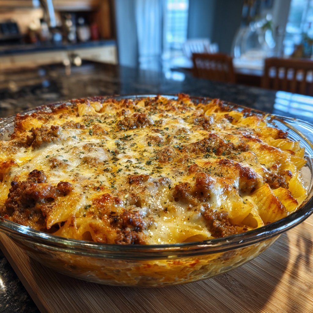 Ground Beef And Pasta Bake With Cheese