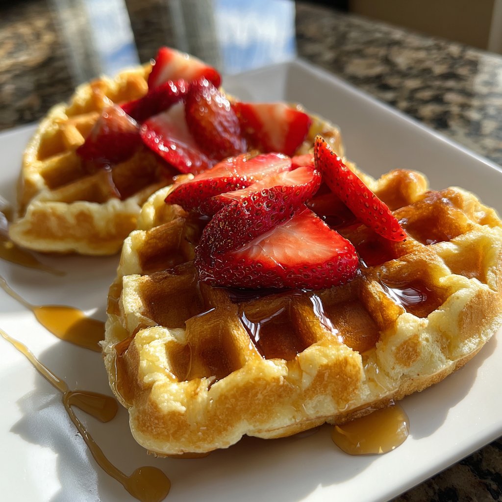 Valentines Breakfast Heart Shaped Waffles