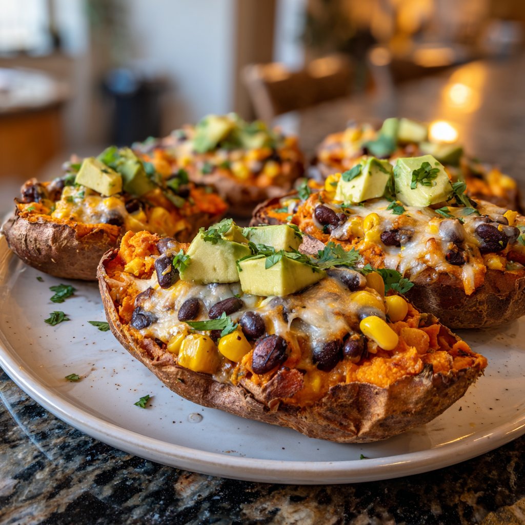 Baked Sweet Potato Veggie Boats
