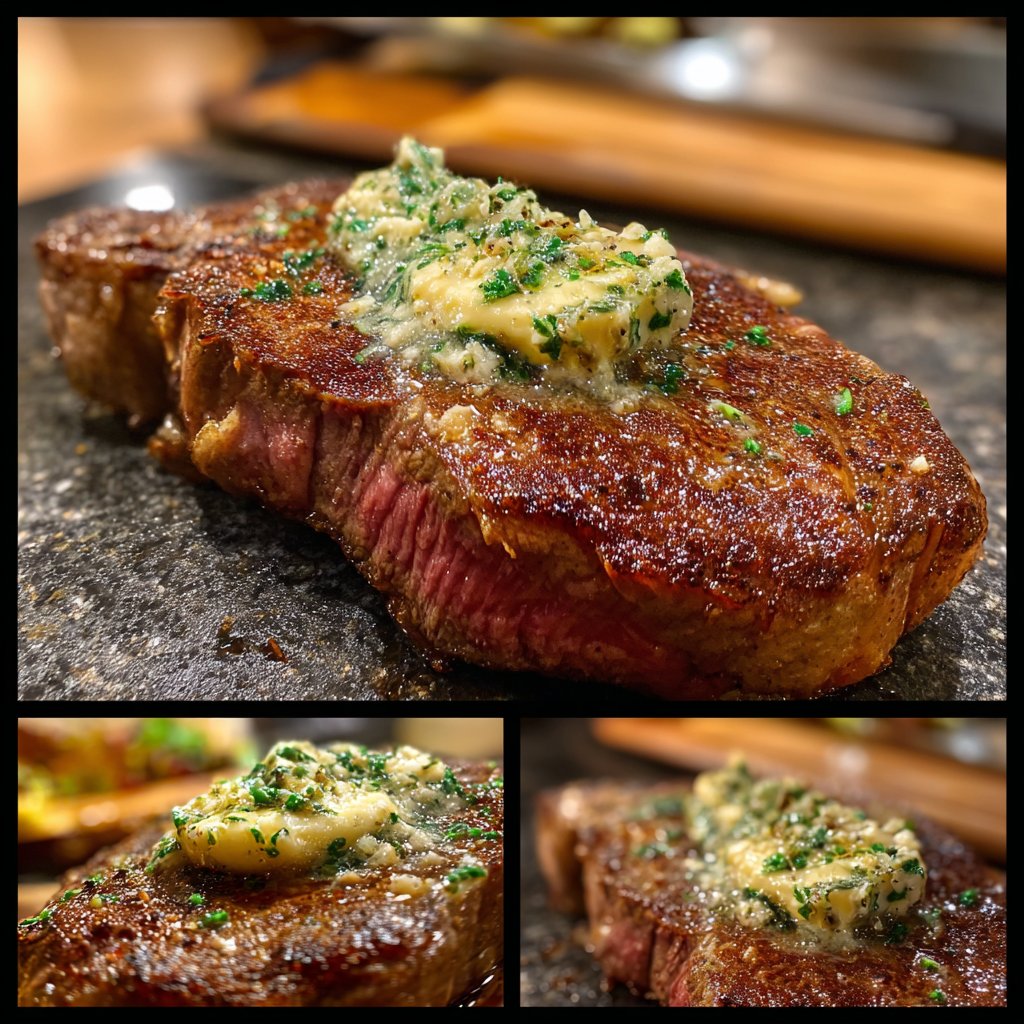 Steak with Garlic Herb Compound Butter