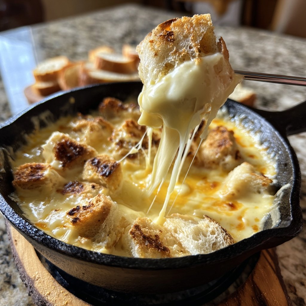 Fondue with Beer and Swiss Cheese